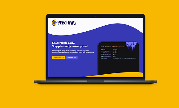 Laptop and iPhone with the Perchfall marketing site displayed on it.