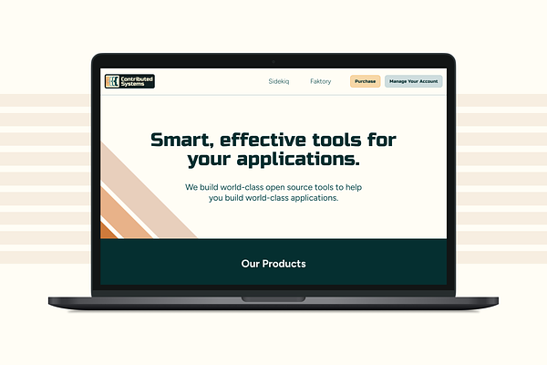 Mock-up of new website on a computer
