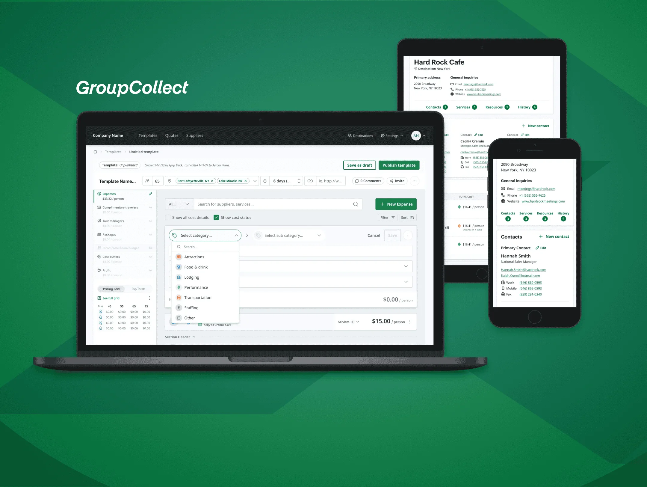 GroupCollect Quotes' supplier page design